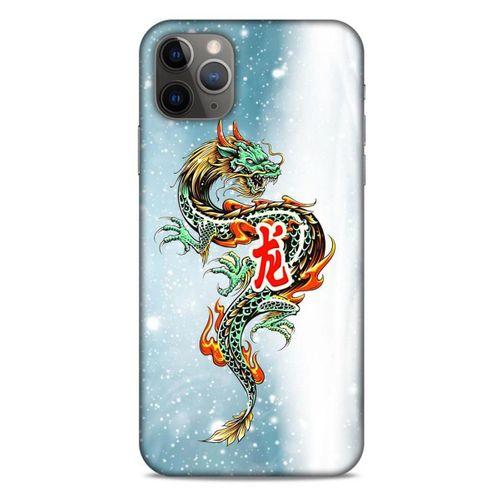 Apple Iphone 11 Pro Max Kılıf Dragons (29) Arka Koruma Kılıfı Tatoo Mavi Ejderha