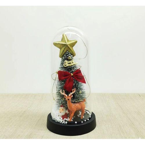 Yılbaşı Temalı Işıklı  Dekoratif Cam Fanus