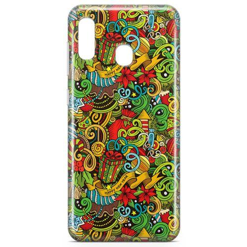 Samsung Galaxy A30 Kılıf Doodle Happy New Year Arka Kapak Koruma Desenli Full Koruyucu