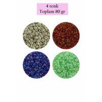 Dökme Cam Kum Boncuk (8/0) 3 mm - 4 Renk - Toplam 80 Gram - BNC417