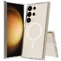 Galaxy S24 Ultra Kılıf M-safe Şarj Özellikli Şeffaf Sert PC Zore Embos Kapak