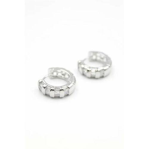 Taşlı Halka Küpe - Gümüş