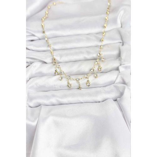 316L Çelik Zincir Gold Renk Zirkon Taşlı Kadın Kolye