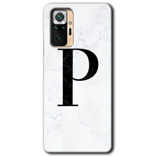 Redmi Note 10 Pro Kılıf HD Desen Baskılı Arka Kapak - Beyaz Mermer Desenli P Harfi