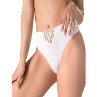Beyaz V Metal Aksesuarlı Yüksek Bel String Tanga