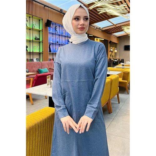 Önden İki Cepli Sade Basic Uzun Tunik Pantolon İkili Spor Takımı - 03067.006 - İndigo
