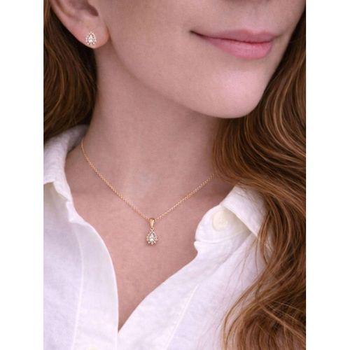 Rose Gold Zirkon Taşlı Kadın Kolye Küpe Seti