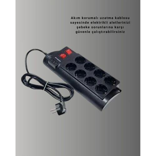 2 Metre Güçlü Çoklu Priz 8 Soket