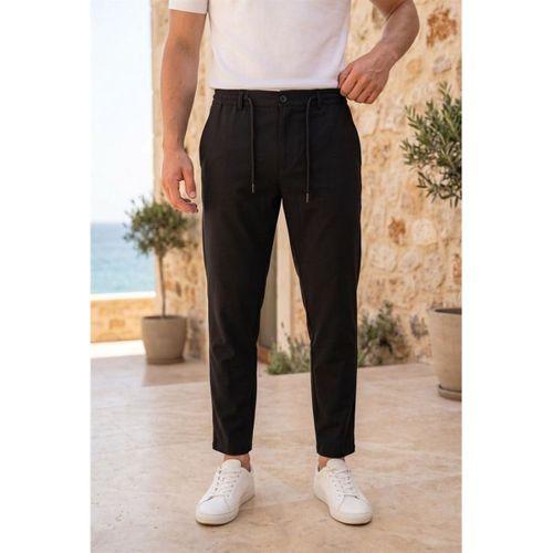 Partain Havuç Kesim Bezayağı Kumaş Boyfriend Kalıp Jogger Erkek Pantolon - Siyah