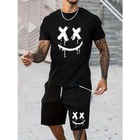 Erkek Kısa Kollu Bisiklet Yaka Baskılı Tişört Ipli Short Iki Iplik Takım
