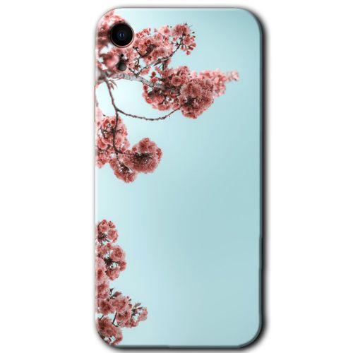 MRCİLETİSİM iPhone XR Kılıf Baskılı Kapak - Japon Çiçeği + 5D Tam Kaplayan Cam