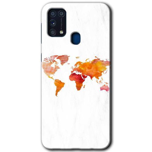 Samsung Galaxy M31 Kılıf Baskılı Kapak - Dünya Haritası +Tam Ekran Koruyucu