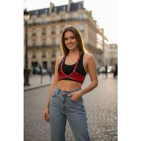 Kırmızı Kadın Kemer Deri Zımbalı Vücut Bağlama - Brf199