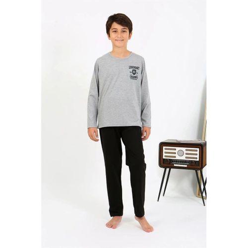 Erkek Çocuk Uzun Kol Penye Pijama Takım Gri
