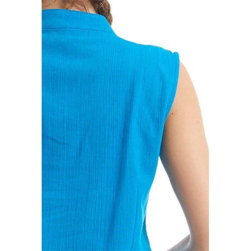 Şile Bezi Turkuaz Düğmeli Bluz