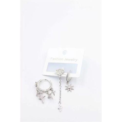 3'lü Bulut Küpe - Gümüş