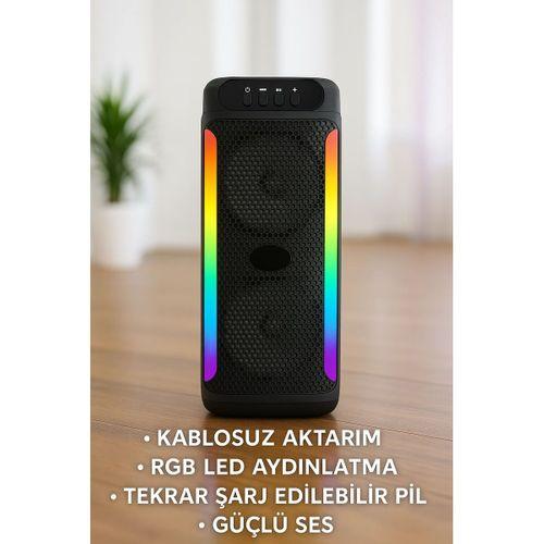 Çift 4 İnç Hoparlörlü Rgb Işıklı Bluetooth Ses Sistemi