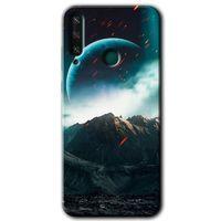 Huawei Y6P Kılıf HD Desen Baskılı Arka Kapak + Temperli Cam - Uzay Gökyüzü