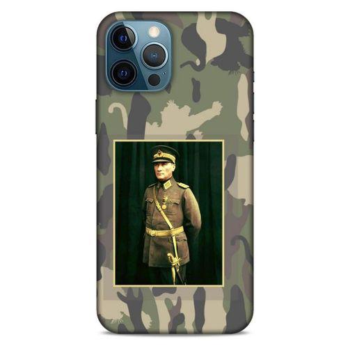 Apple iPhone 12 Pro Max Kılıf Atatürk (13) Silikon Kap Kamuflaj