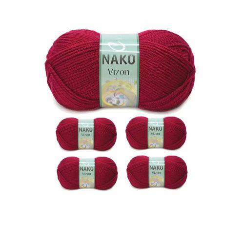 5 Adet Vizon Premium Akrilik El Örgü İpi Yünü Renk No:3630 Vişne Çürüğü