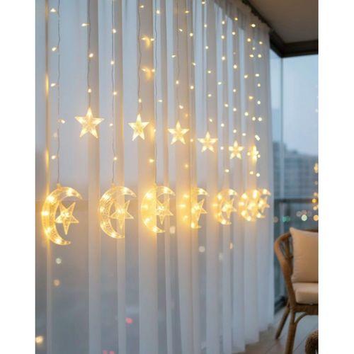 Hilal Yıldız Led Perde Işık Balkon Pencere Ve Oda Dekorasyonu