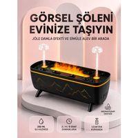 Dekoratif Siyah Hava Nemlendirici Jöle Damla Ve Alev Efektli Led Işıklı Aroma Difüzörü