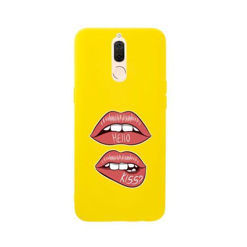 Huawei Mate 10 Lite Hello Kiss Premium Silikonlu Sarı Telefon Kılıfı