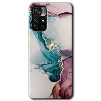 MRCİLETİSİM Xiaomi Redmi Note 11T Kılıf HD Desen Baskılı Arka Kapak + Temperli Cam - Liquid Mermer