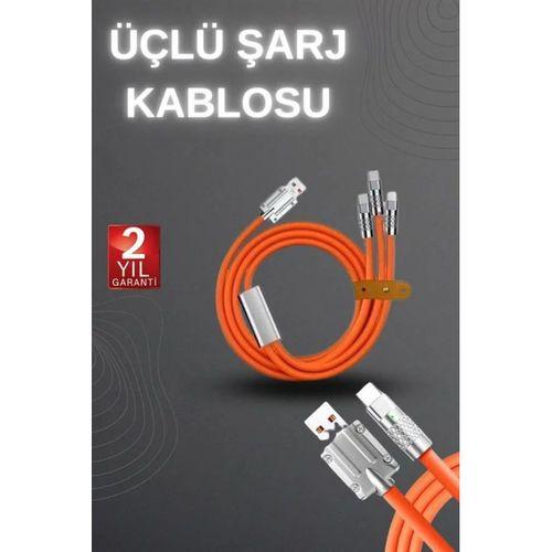 120w Hızlı Şarj Kablosu Turuncu Yüksek Güç Kapasitesi Çoklu Şarj Girişi