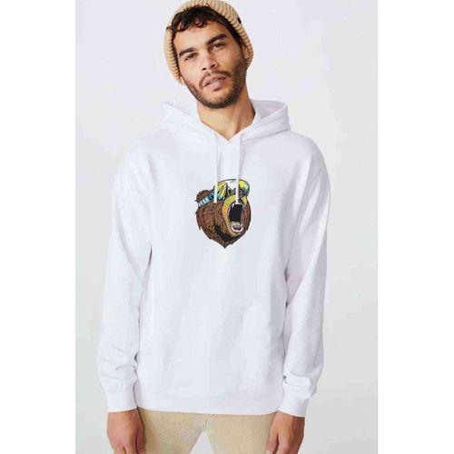 Cool Anime Baskılı Beyaz Erkek Kapşonlu Sweatshirt
