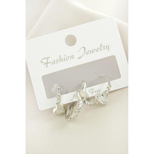 3 Adet Kalp Zirkon Taşlı Küpe