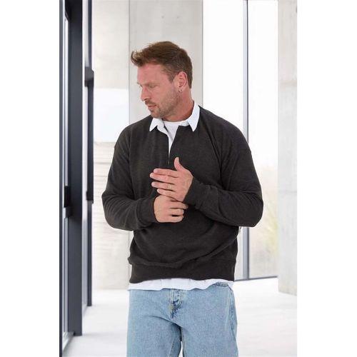 Luis Polo Yaka Selanik Örme Kumaş Erkek Sweatshirt - Füme