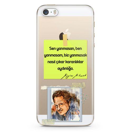 Apple iPhone 5s Kılıf Caps Nazım Hikmet Arka Kapak Koruma Desenli Full Koruyucu