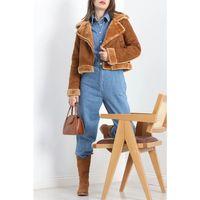 pilelistore Kürklü Mont Kahve