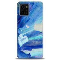Vivo Y21S Kılıf HD Baskılı Kılıf - Mavi Beyaz + Tam Ekran Koruyucu