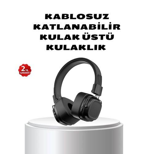 Kablosuz Kulak Üstü Bluetooth Kulaklık Güçlü Bas Ve Katlanabilir Tasarım