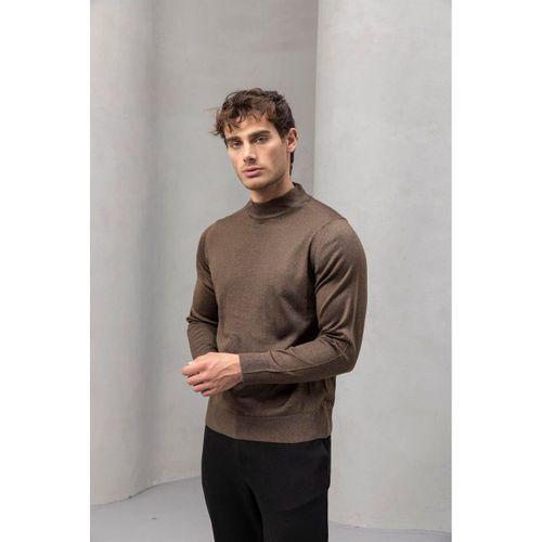 Fincher Yarım Balıkçı Regular Fit Boğazlı Erkek Kazak - Kahve