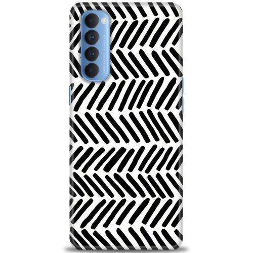 Oppo Reno 4 Pro Kılıf HD Baskılı Kılıf - Siyah Çubuklar + Tam Ekran Koruyucu