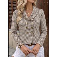 Ekose Desenli Kruvaze Blazer Ceket