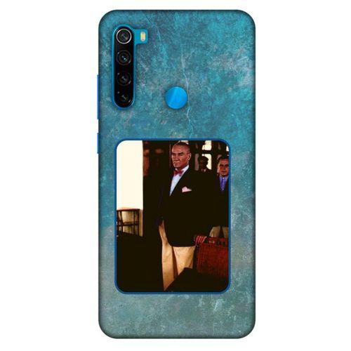 Xiaomi Redmi Note 8 Kılıf Atatürk (30) Silicone Case Turkuaz Taş