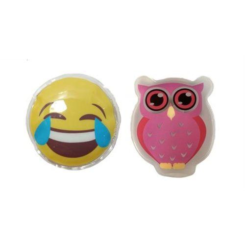 Gülen Emoji Pembe Baykuş Cep Sobası,El Isıtıcı,2 Adet Sıcak Su Torbası Pvc 9Cm