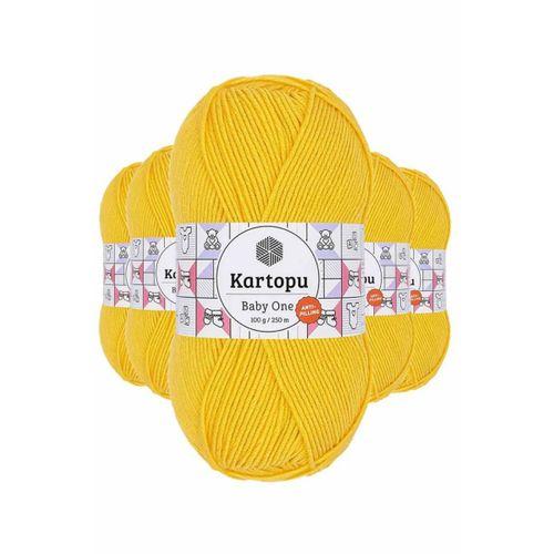 5 Adet Baby One Tüylenmeyen El Örgü İpi Yünü Sarı K154