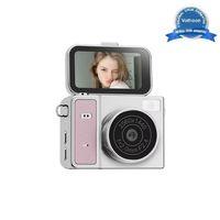 2k Mini Dijital Retro Video Kamera Flaşlı Dijital Vlog Mini Fotoğraf Makinesi Türkçe Menü Pembe