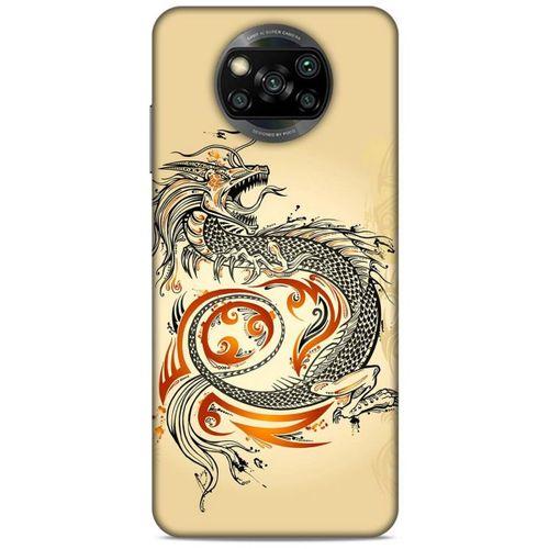 Xiaomi Redmi Poco X3 Kılıf Dragons (27) Tasarımlı Kılıf Siyah Ejderha Dövmesi
