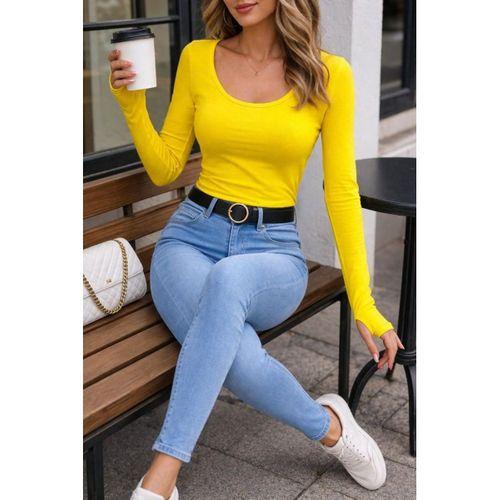 Kadın Parmak Geçmeli Full Likralı Bluz