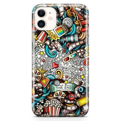 Apple iPhone 11 Kılıf Sinema Doodle Arka Kapak Koruma Desenli Full Koruyucu