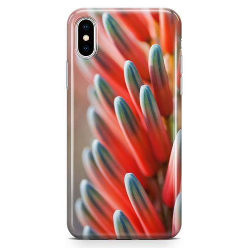 Apple iPhone X Kılıf Yeşil Kırmızı Bitki Arka Kapak Koruma Desenli Full Koruyucu