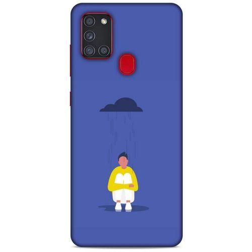 Samsung Galaxy A21s Kılıf Depresyon (21) Koruyucu Kapak Kahve Gold