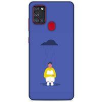 Samsung Galaxy A21s Kılıf Depresyon (21) Koruyucu Kapak Kahve Gold