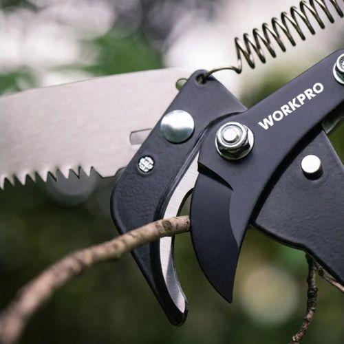 WORKPRO WP333006 270cm 2 IN 1 Teleskobik Saplı Profesyonel Ağaç Budama Testeresi ve 25mm Dal Budama Makası